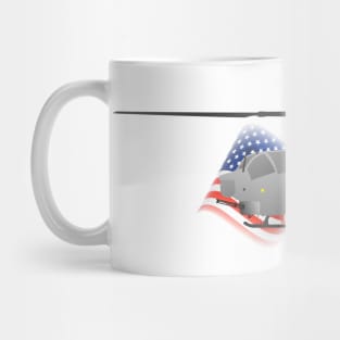 Grey Attack Helicopter with American Flag Mug